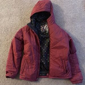 Burton size Medium Burgundy Hooded Puffy Jacket